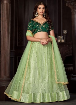 Mod Green Net Lehenga Choli