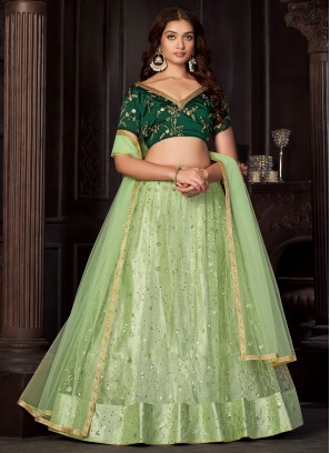 Mod Green Net Lehenga Choli