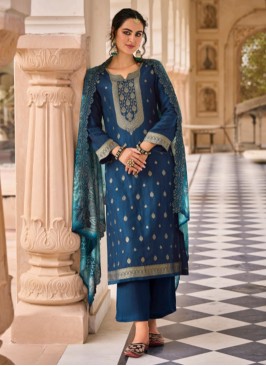 Mod Jacquard Teal Designer Salwar Kameez