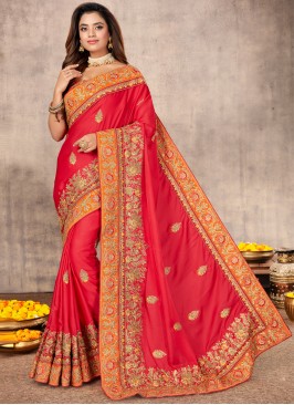 Mod Pink Resham Designer Saree