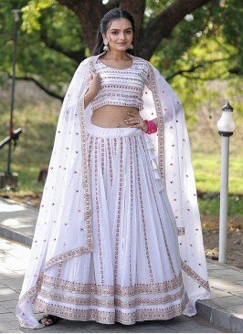 Modern Embroidered White Lehenga Choli