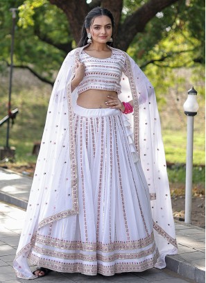 Modern Embroidered White Lehenga Choli