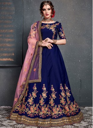 Modern Navy Blue Bridal Designer Lehenga Choli