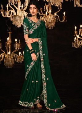 Modernistic Embroidered Green Fancy Fabric Classic