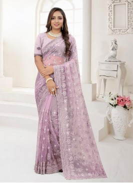 Modernistic Lavender Mirror Contemporary Saree