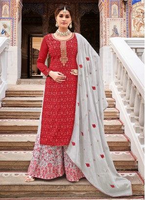 Modest Embroidered Festival Palazzo Salwar Suit