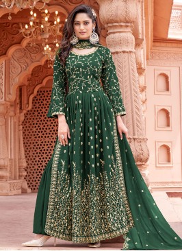 Modest Green Long Length Salwar Kameez