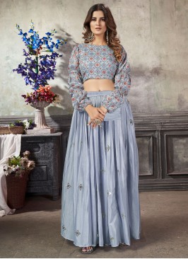 Modest Lavender Embroidered Trendy Lehenga Choli