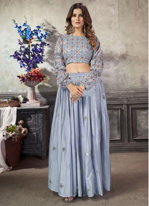 Modest Lavender Embroidered Trendy Lehenga Choli