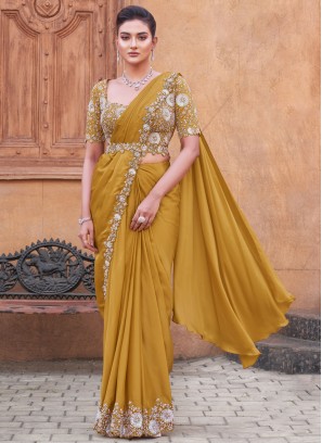 Modest Mustard Sangeet Designer Saree
