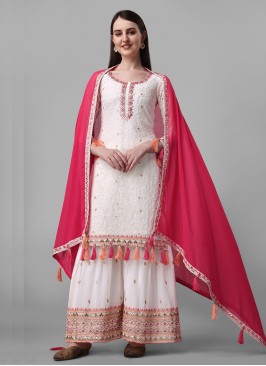 Modest Off White Engagement Salwar Suit