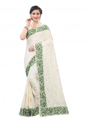 Modest Off White Trendy Saree