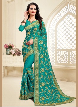 Modest Resham Satin Silk Classic Saree