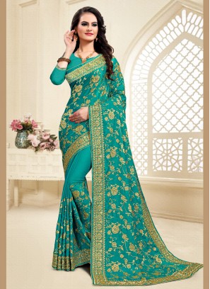 Modest Resham Satin Silk Classic Saree