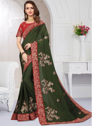 Modish Green Ceremonial Classic Saree