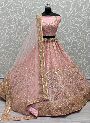 Modish Handwork Pink Trendy Lehenga Choli