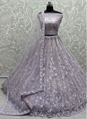 Modish Net Mauve  Diamond Lehenga Choli