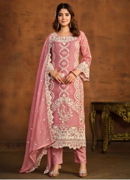 Modish Organza Embroidered Trendy Salwar Suit