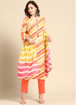 Modish Printed Multi Colour Rayon Pant Style Suit