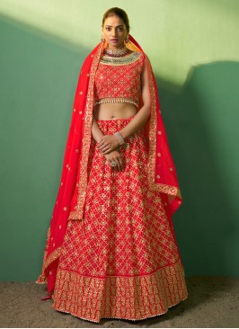 Modish Red Sequins Trendy Lehenga Choli