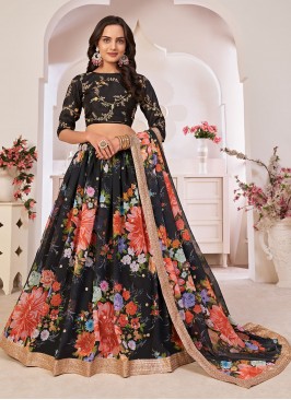 Monumental Black Faux Georgette Lehenga Choli