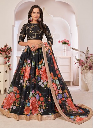 Monumental Black Faux Georgette Lehenga Choli