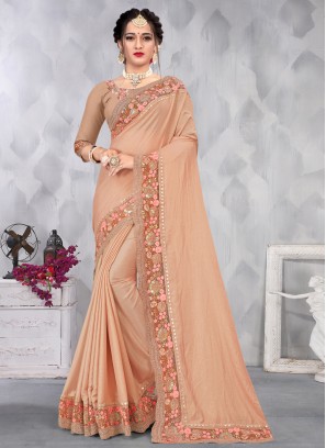 Monumental Faux Chiffon Beige Designer Saree