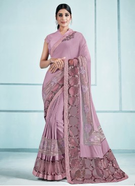 Monumental Pink Embroidered Designer Saree