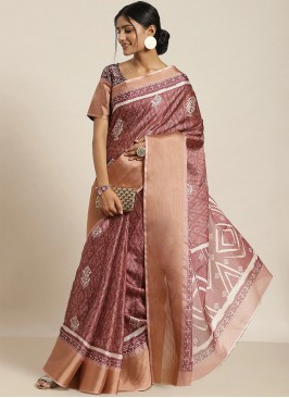 Monumental Silk Blend Weaving Mauve  Contemporary Saree