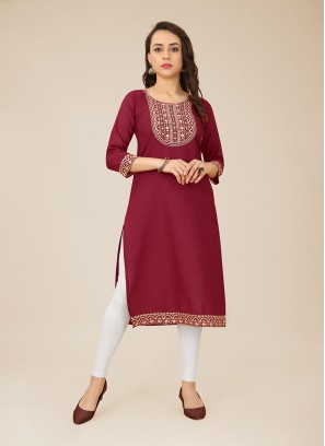 Monumental Thread Cotton Party Wear Kurti