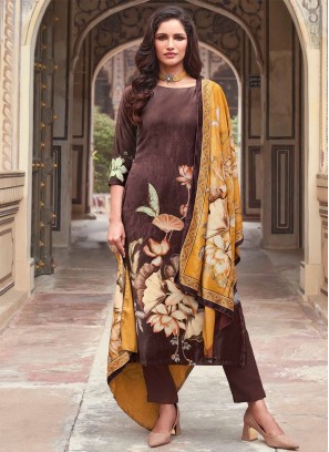 Monumental Velvet Brown Salwar Suit