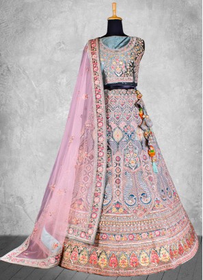 Monumental Zari Blue A Line Lehenga Choli