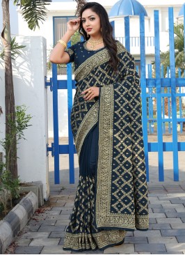 Morpeach  Embroidered Festival Designer Traditional Saree