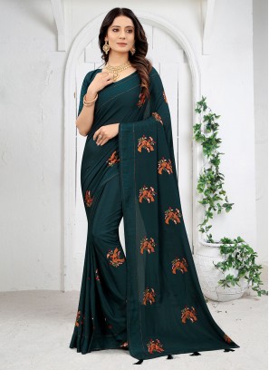 Morpeach  Embroidered Traditional Saree