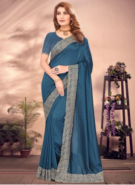 Morpeach  Embroidered Vichitra Silk Trendy Saree