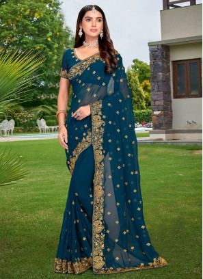 Morpeach  Engagement Georgette Saree