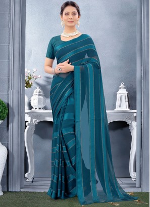 Morpeach  Georgette Satin Trendy Saree