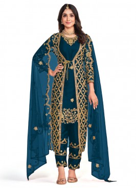 Morpeach  Mehndi Net Pakistani Salwar Kameez