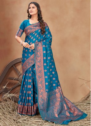Morpeach  Sangeet Banarasi Silk Saree