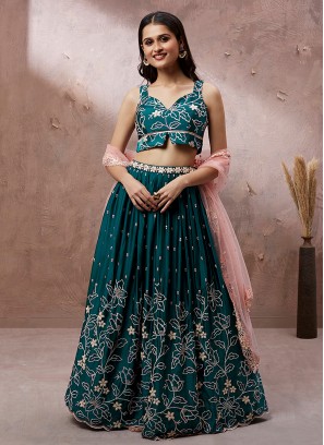 Morpeach  Sequins Sangeet Designer Lehenga Choli