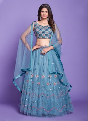 Morpeach  Silk Thread A Line Lehenga Choli