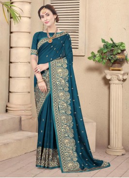 Morpeach  Vichitra Silk Zari Classic Saree