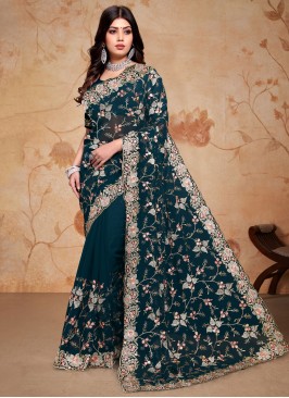 Morpeach  Wedding Georgette Contemporary Saree