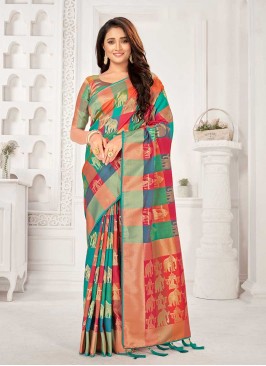 Multi Color Banarasi Silk Fancy Saree