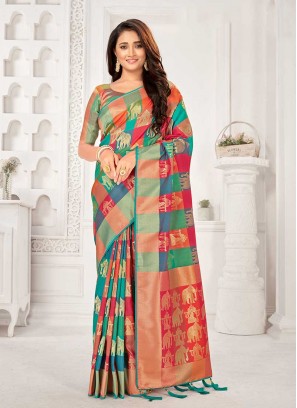 Multi Color Banarasi Silk Fancy Saree