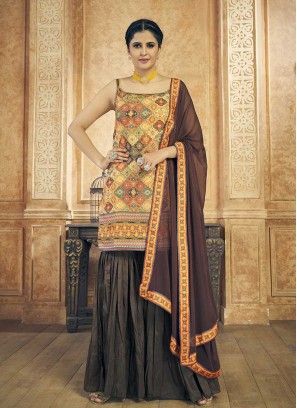 Multi Color Georgette Resham Work Sharara Suit