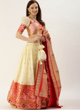 Multi Color Jacquard Lehenga For Mehndi