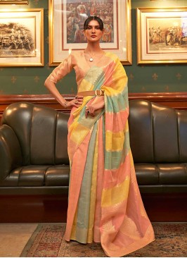 Multi Color Organza Traditional Saree