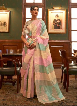 Multi Color Organza Traditional Saree