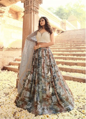 Multi Color Printed Georgette Lehenga Choli